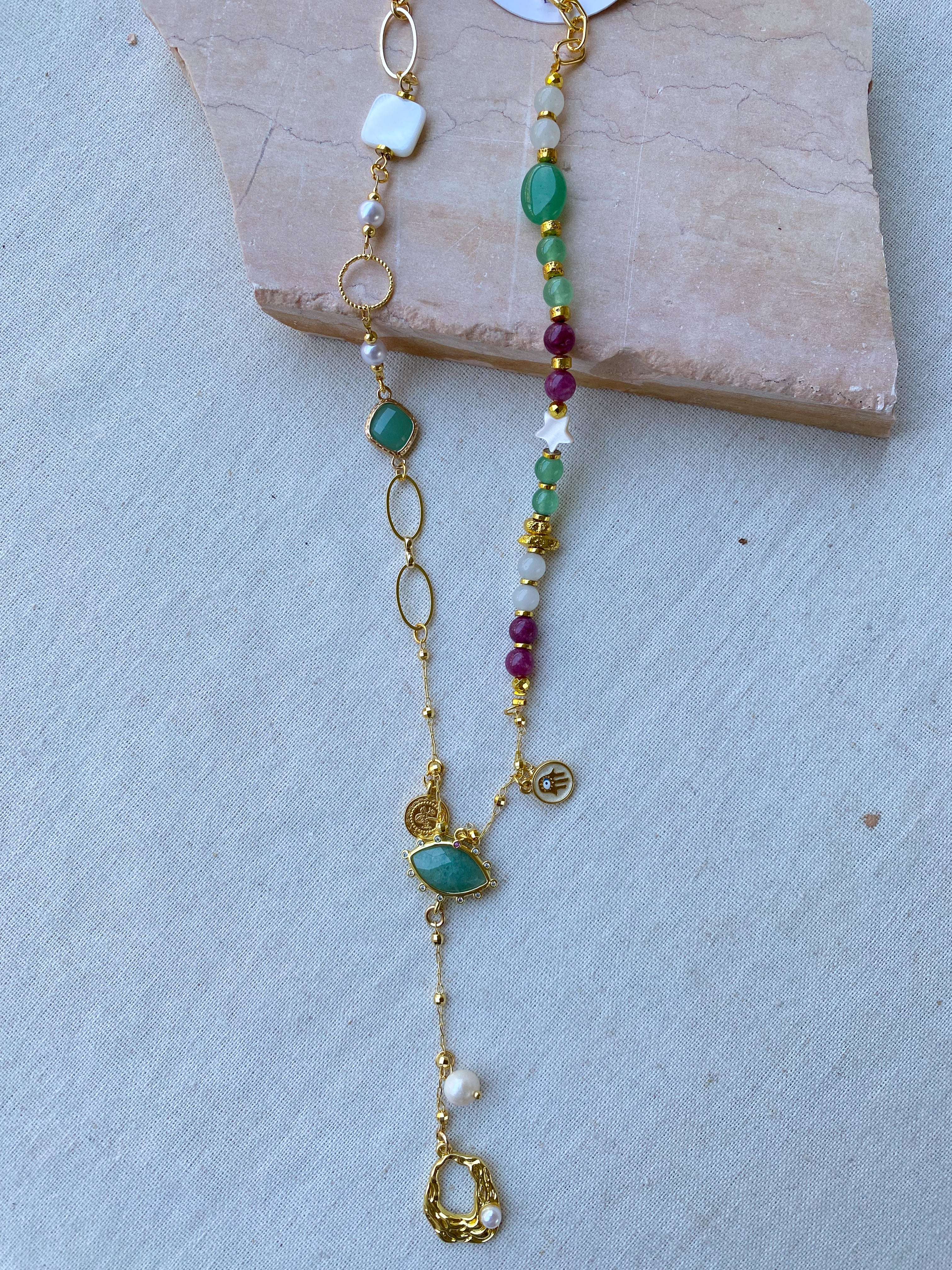 Grapes X Mint Y shape necklace