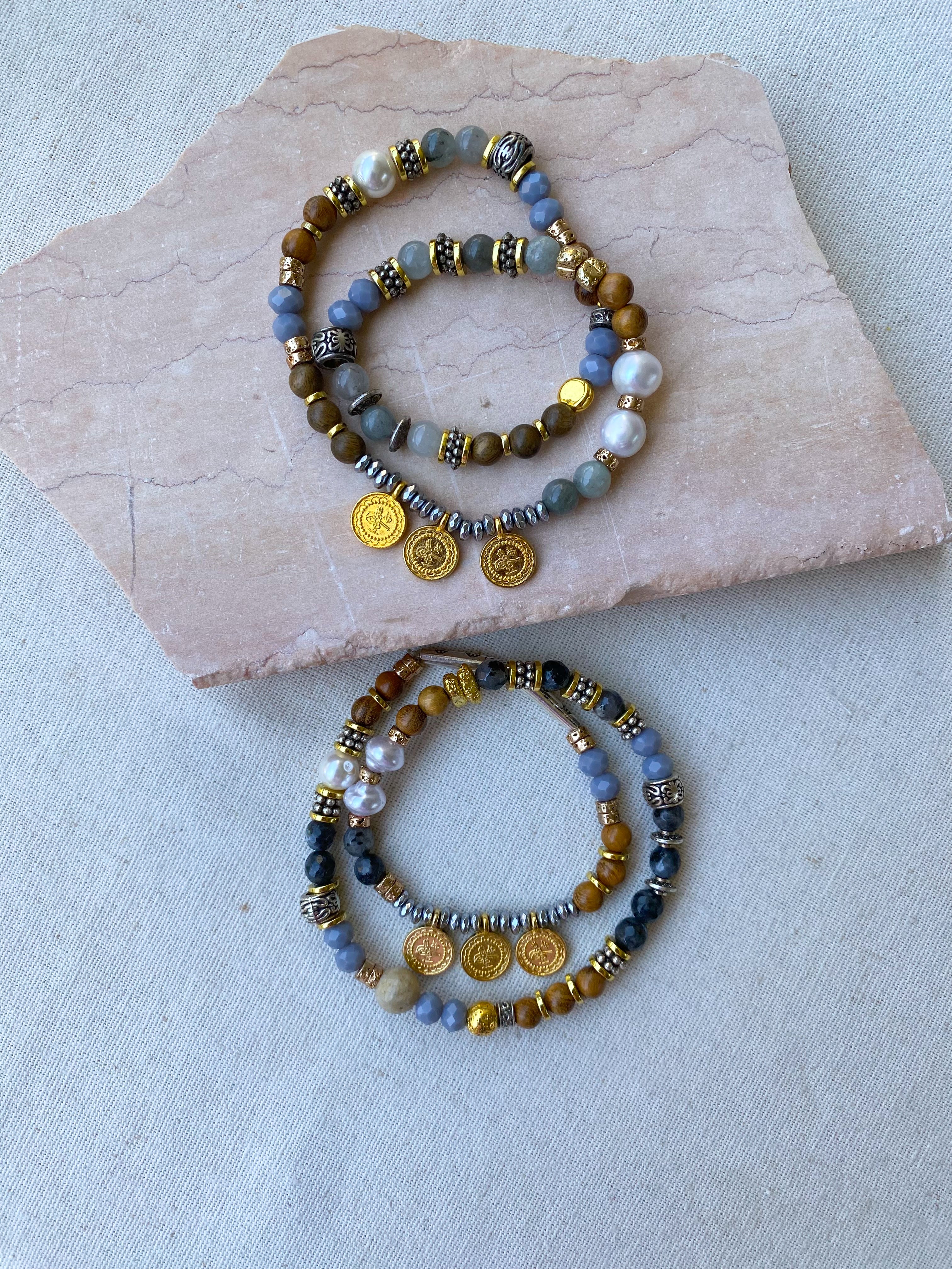 Gray X Brown Layered Bracelet