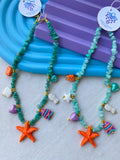 Mint X Orange Star Necklace
