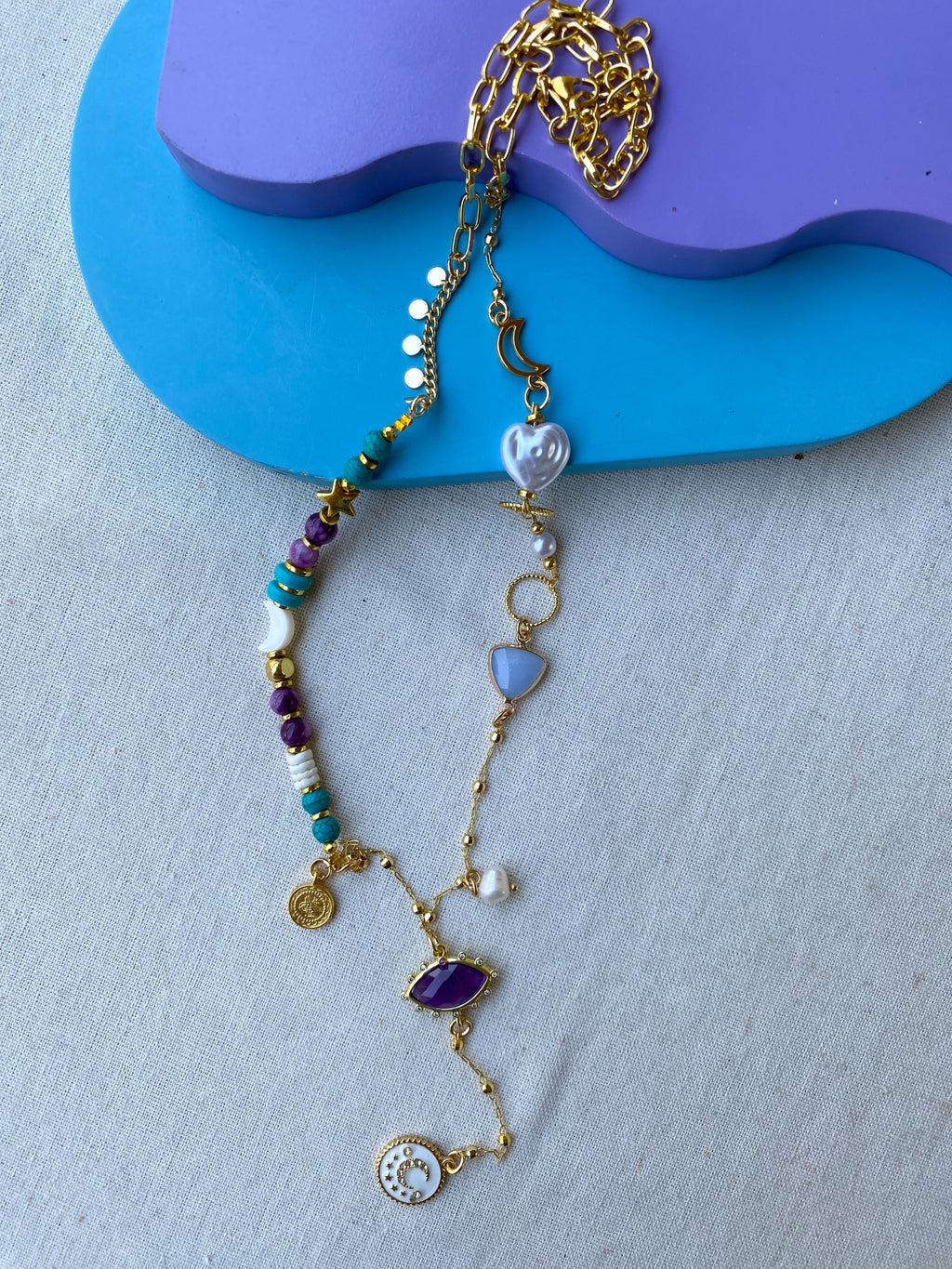 Purple Y shape Necklace