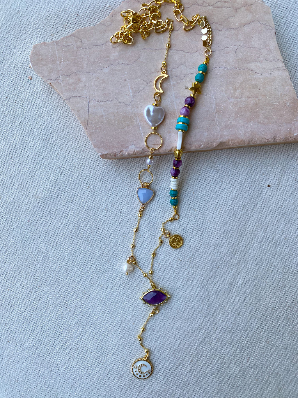 Purple Y shape Necklace