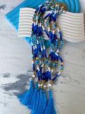 Shades Of blue Tassel Necklace